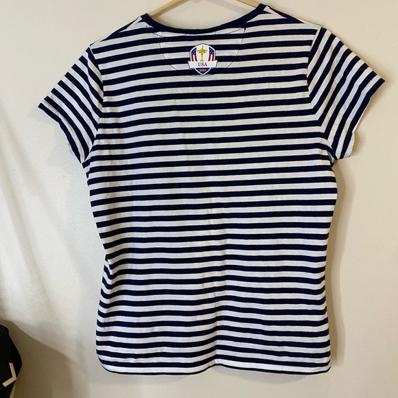 Polo Golf Ralph Lauren Nautical Blue and White Striped Short Sleeve Tee - Picture 8 of 10